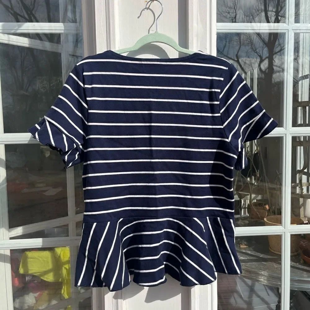 J Crew Structured Striped Peplum Top - Picture 9 of 9